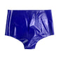 Blue Latex High Waiste Underwear with Pink Inflatable Labia&Anal Condom Briefs