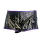 MONNIK Latex Briefs Shorts Translucent Black&Purple Stripe with Straight 18cm Condom