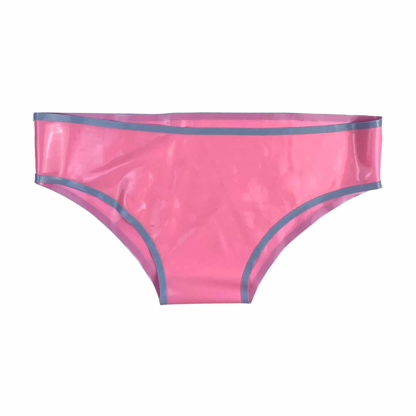 MONNIK Latex Underwear Women Briefs and Low Waist Blue and Pink Trim Thongs for Ladies Catsuit Party wear