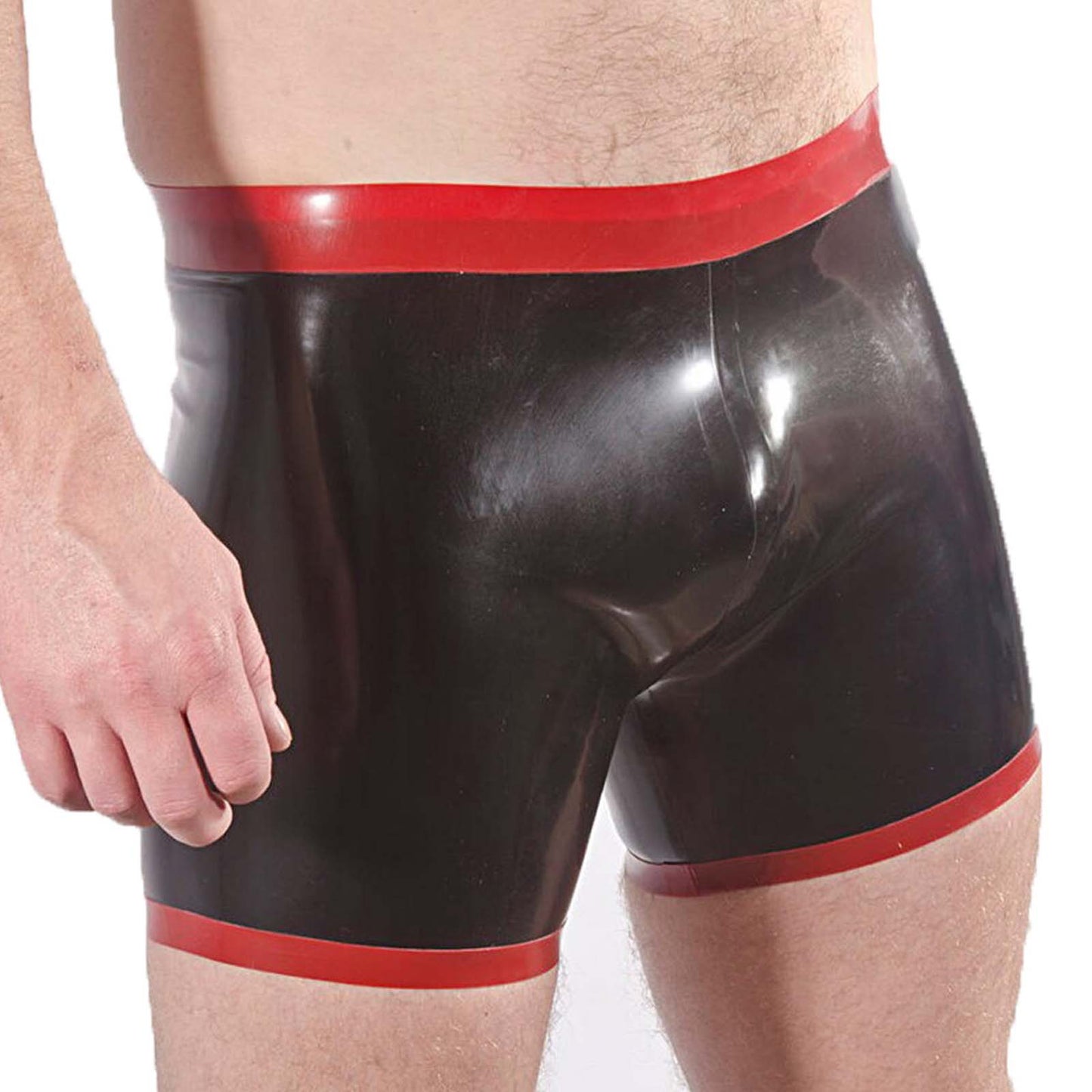 MONNIK Sexy Men Silver and Trim Orange Color Latex Male Boxer Shorts Fashion panties Tight Underwear Briefs Handmade