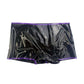 MONNIK Latex Briefs Shorts Translucent Black&Purple Stripe with Straight 18cm Condom