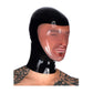 MONNIK Latex Mask Rubber Hood Full Head Black and Face Translucent Design Open Mouth for Catsuit Party Cosplay Wear