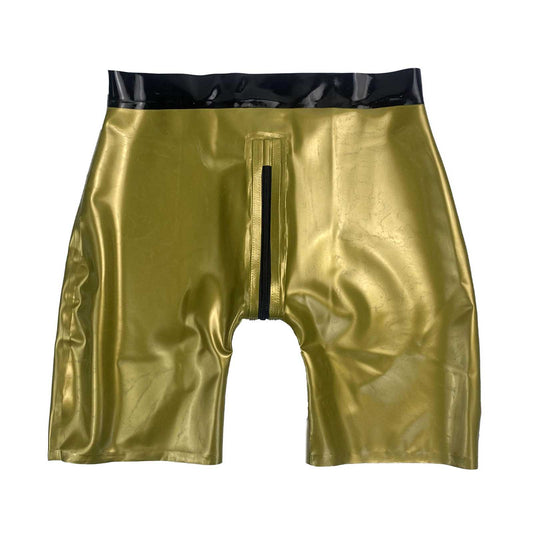 MONNIK Latex Briefs Shorts Metallic Gold Panties Men Boxers Shorts Underwear Catsuit
