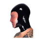 MONNIK Latex Mask Rubber Hood Full Head Black and Face Translucent Design Open Mouth for Catsuit Party Cosplay Wear