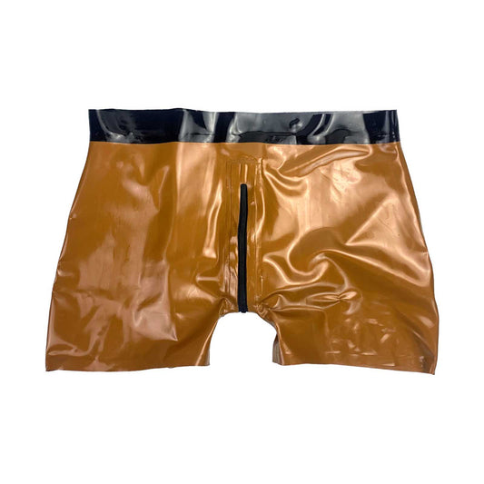 MONNIK Latex Briefs Shorts Brown Panties Rubber Men Boxers Shorts Underwear for Catsuit
