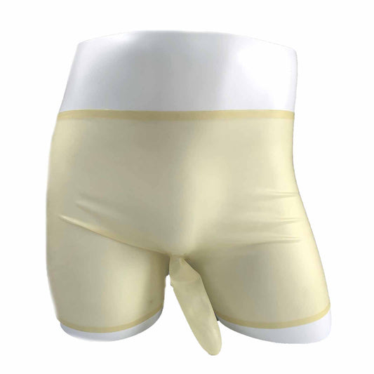 MONNIK Latex Briefs Shorts Rubber Underwear Panties with Condom Handmade Boxer Shorts for Fetish Party Bodysuit