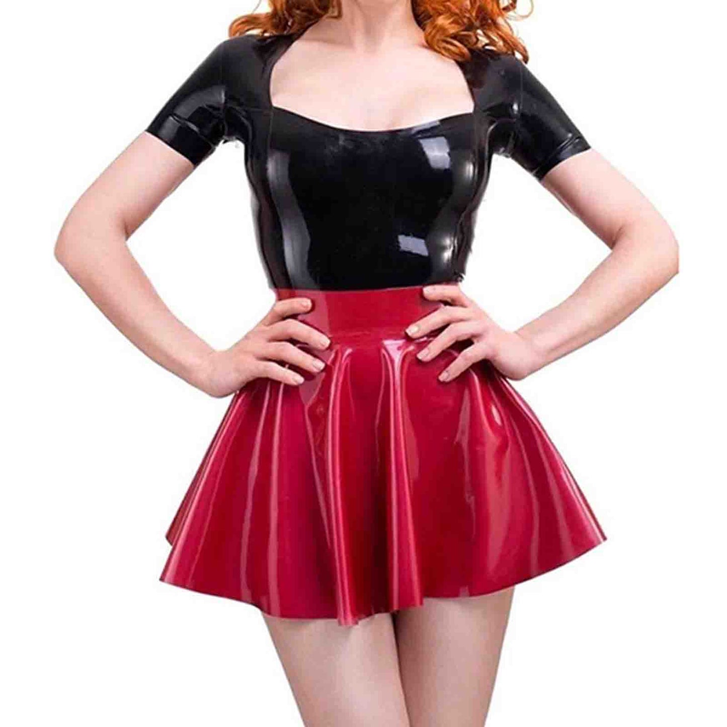 MONNIK Latex ladies Fashion Skirt Sexy A-line Miniskirt Cute Girl Rubber Pleated Skirt for fetish Catsuit party Club wear