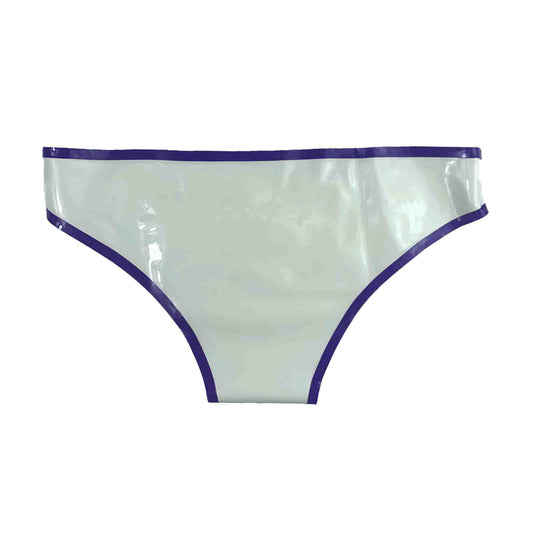 MONNIK Ladies Latex Underwear Tight Briefs Low Waist White&Purple Bow-knot Thongs for Catsuit Party Clubwear Cosplay