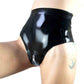 MONNIK Latex Panties Black Sexy Rubber Briefs with Crotch Zip for BDSM Fetish Catsuit