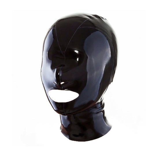 MONNIK Full Cover Latex Hood Fetish Mask Open Mouth with Rear Zipper Handmade for Clubwear Catsuit Cosplay Party