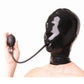 MONNIK Fetish Latex Mask Hood Open Nose with Mouth Cuffs Inflatable Expanding Restraint for Party Clubwear Catsuit