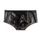 MONNIK Latex Briefs Rubber Translucent Black Tight Shorts with Straight 18cm Sheath(Condom) Underwear for Party Bodysuit