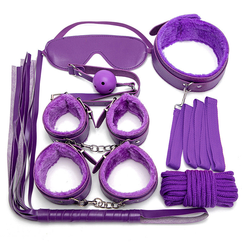 10 Pcs/set Sex Products Erotic Toys for Adults BDSM Sex Bondage Set Handcuffs Nipple Clamps Gag Whip Rope Sex Toys For Couples