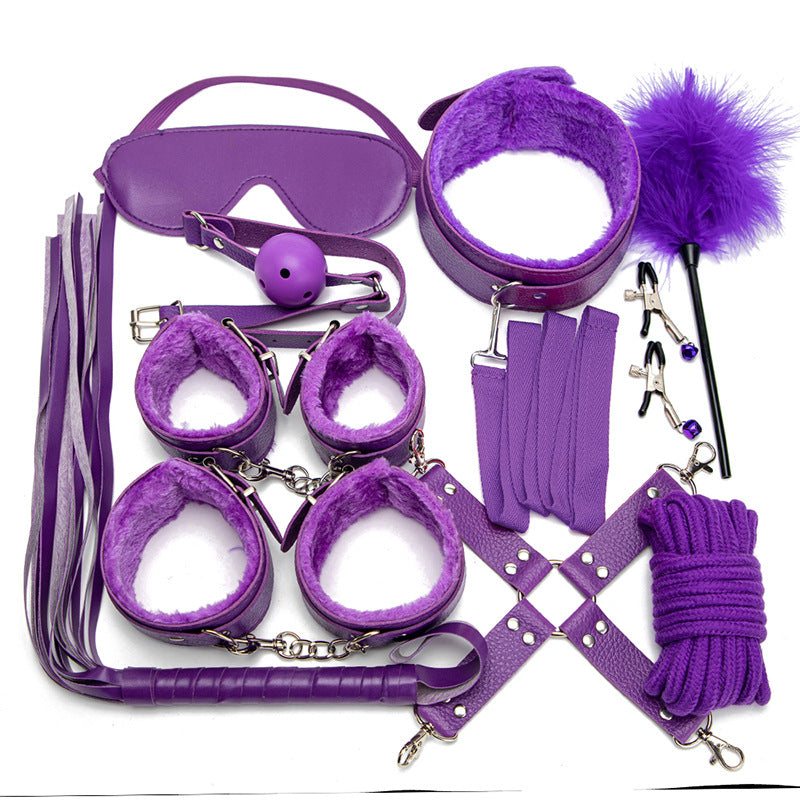 10 Pcs/set Sex Products Erotic Toys for Adults BDSM Sex Bondage Set Handcuffs Nipple Clamps Gag Whip Rope Sex Toys For Couples