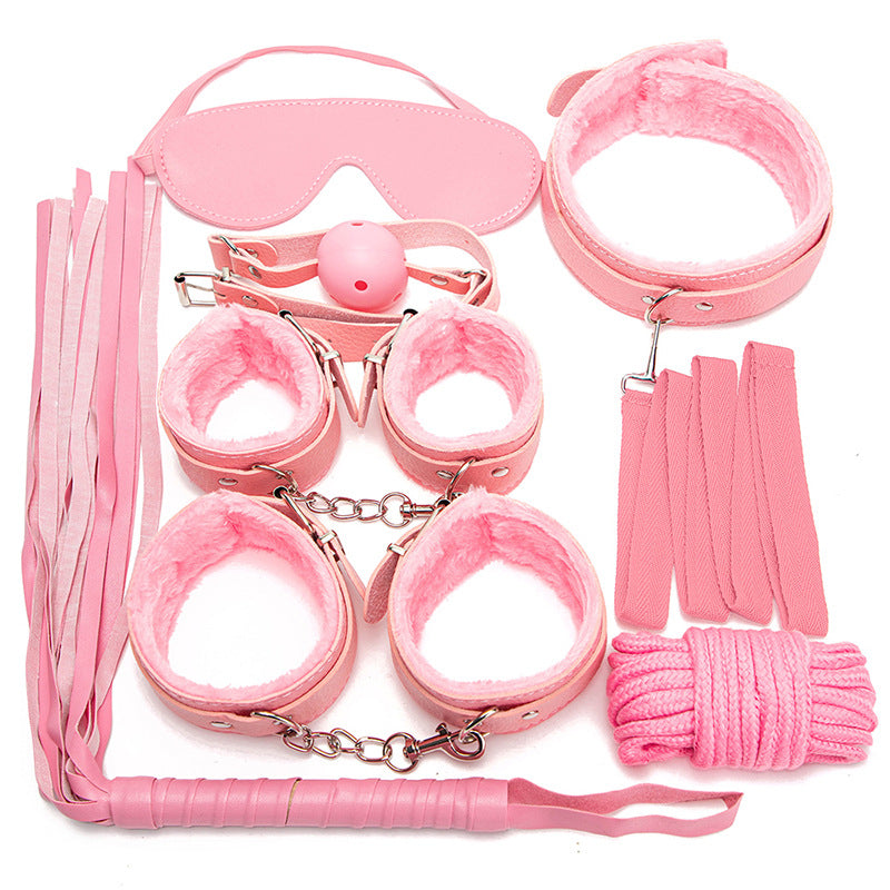 10 Pcs/set Sex Products Erotic Toys for Adults BDSM Sex Bondage Set Handcuffs Nipple Clamps Gag Whip Rope Sex Toys For Couples