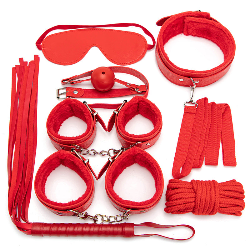 10 Pcs/set Sex Products Erotic Toys for Adults BDSM Sex Bondage Set Handcuffs Nipple Clamps Gag Whip Rope Sex Toys For Couples