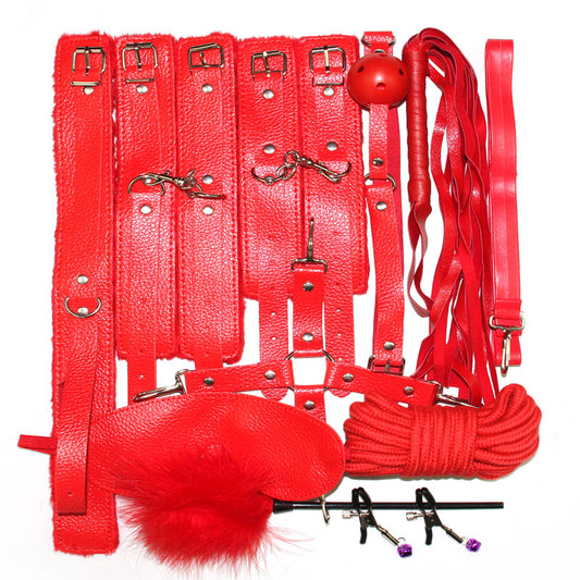 10 pcs bdsm bondage Sex Toys for Couples Exotic Accessories PU BDSM Sex Bondage Set Sexy Handcuffs Whip Rope  Sex Products