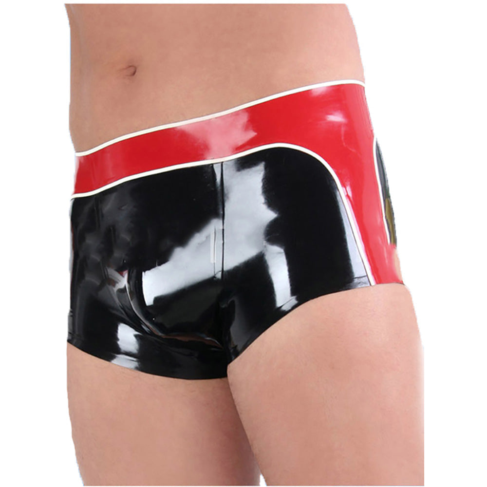 MONNIK Latex Boxer Briefs Men Shorts Black&Red Colors Shorts Fashion Pantie Tight Underwear for Bodysuit Party Clubwear