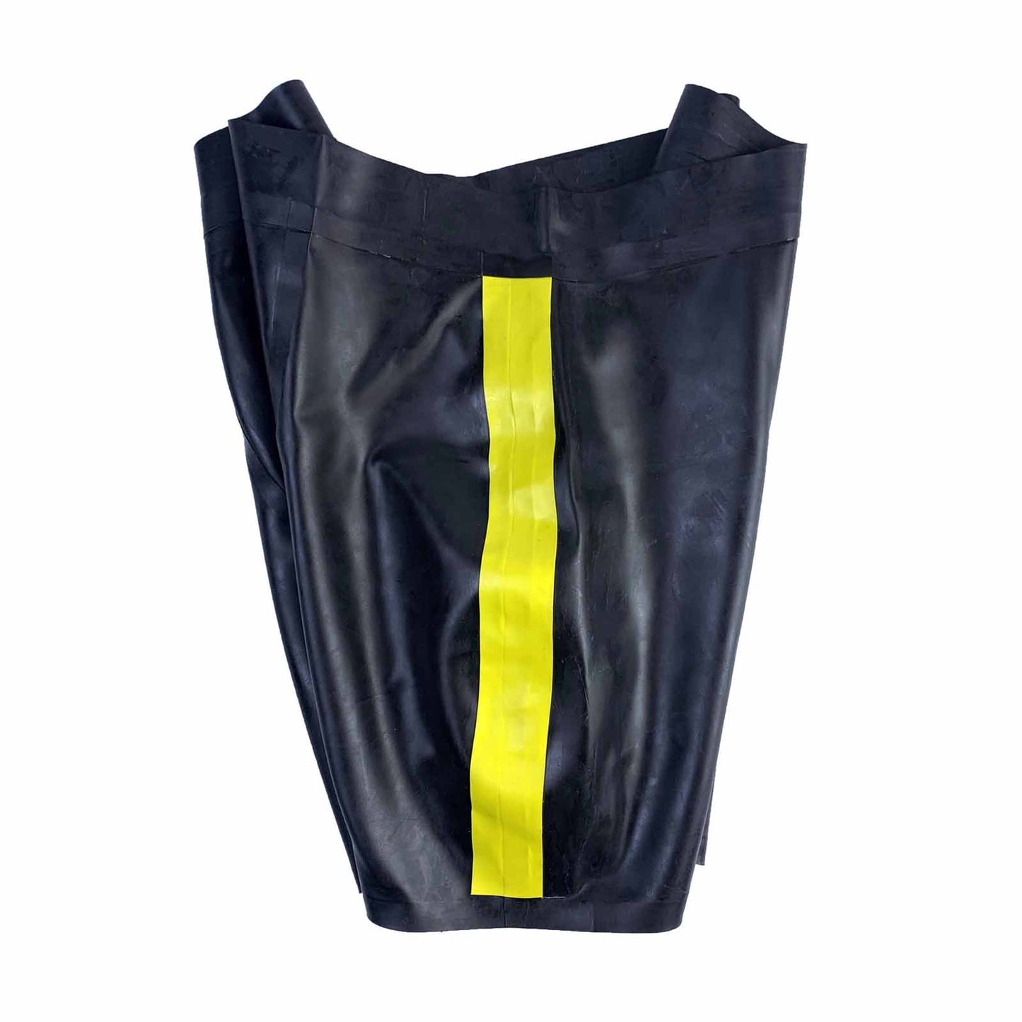 MONNIK Boxer Shorts Latex  Briefs Rubber Panties Tight Underwear Black and Yellow Line Design for Bodysuit Party Cosplay