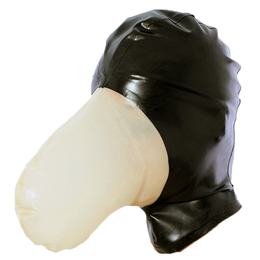 MONNIK Latex Hood Rubber Tight Mask with Breathing Bag Handmade for Fetish Party Clubwear Bodysuit