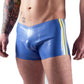 MONNIK Latex Shorts Briefs Rubber Men Underpants with Twin Side Stripes Boxer Shorts for Party Bodysuit Clubwear