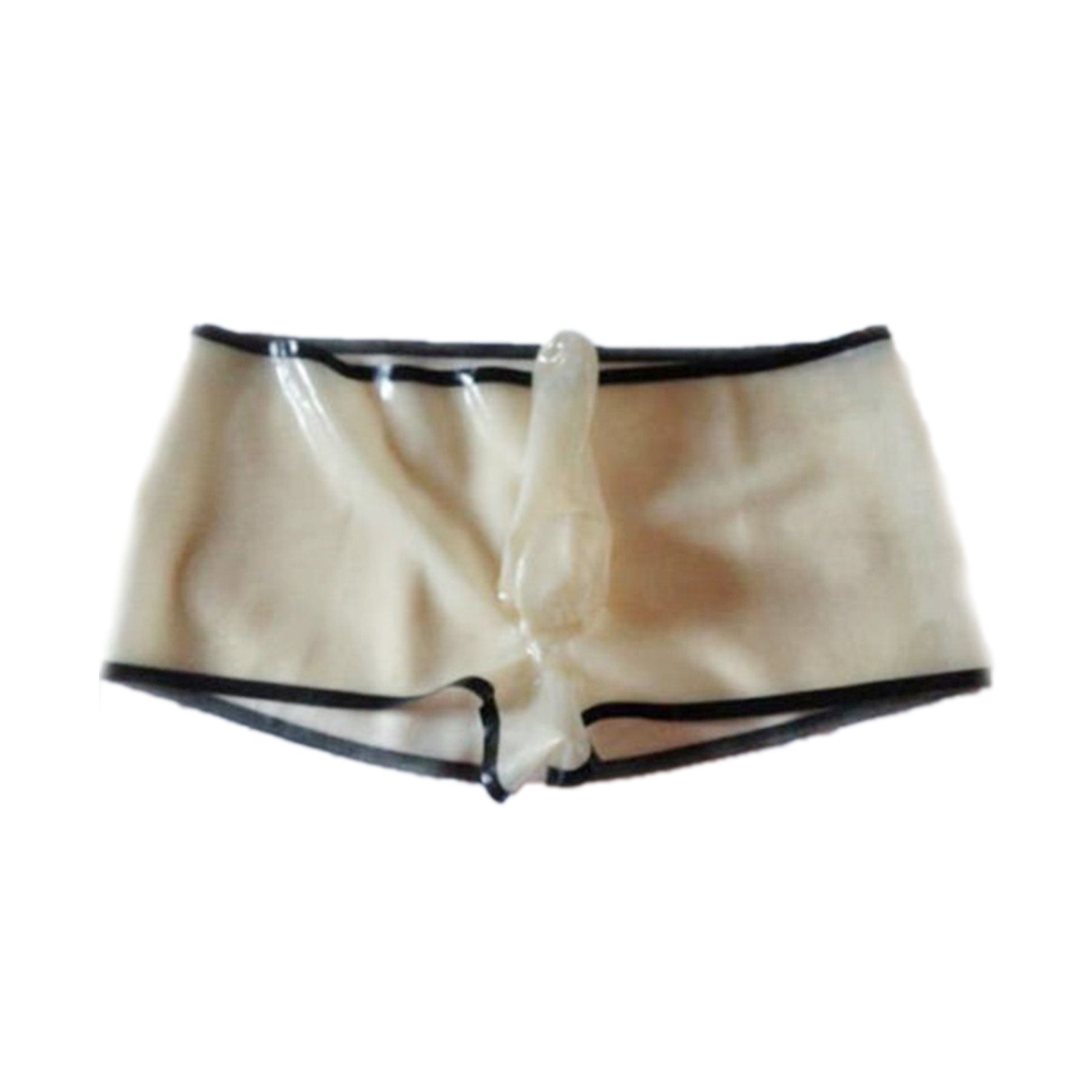 Latex Rubber Underwear Black Latex Underwear With Trims - Panties