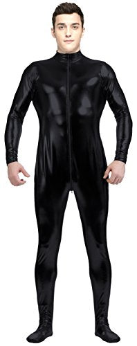 Adult Shiny Metallic Front Zipper Unitard Bodysuit Costume Spandex One piece Lycra Fabric