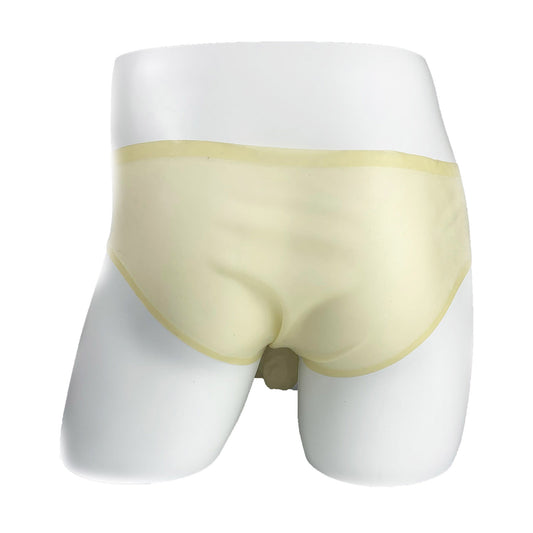 MONNIK Latex Briefs Rubber Transparent Tight Shorts with Straight 16cm Spiral Sheath(Condom) Underwear for Bodysuit Fetish Party