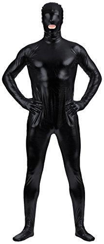 Adult Shiny Metallic Mouth Hole Zentai Supersuit Costume Spandex One piece Lycra Fabric