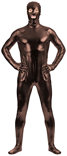 Adult Shiny Metallic Open Eyes and Mouth Zentai Supersuit Costume Spandex One piece Lycra Fabric