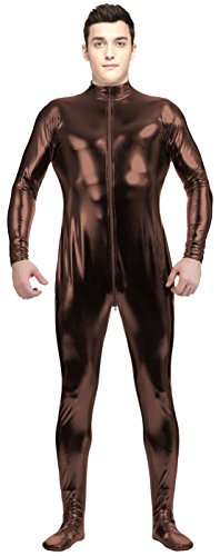 Adult Shiny Metallic Front Zipper Unitard Bodysuit Costume Spandex One piece Lycra Fabric