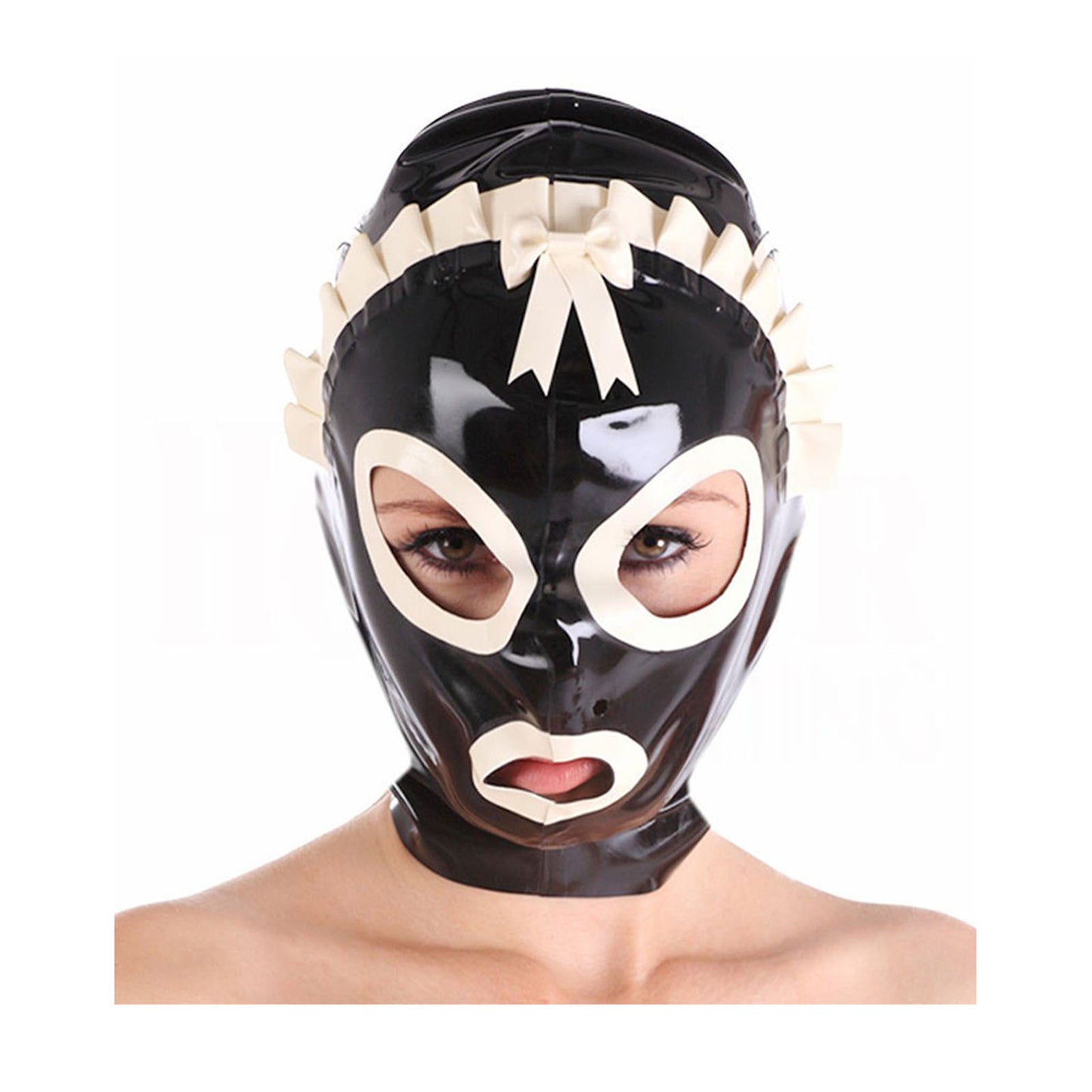 MONNIK Latex Mask Rubber Hood Maid Style for Party Cosplay Halloween Catsuit Club Wear