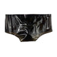 MONNIK Latex Briefs Rubber Translucent Black Tight Shorts with Straight 18cm Sheath(Condom) Underwear for Party Bodysuit