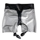 MONNIK Latex Boxer Shorts Black&silver Underwear Front Zipper with Air Bag Panties Sexy Briefs Tight Underpants for Bodysuit