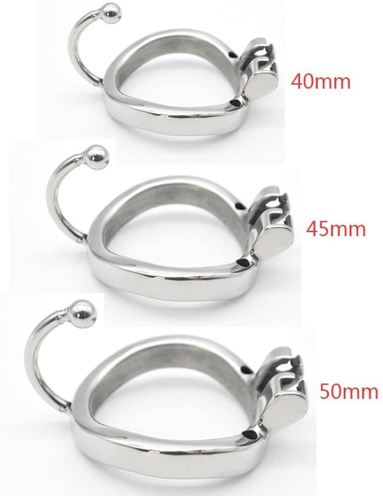 Stainless Steel Short Chastity Lock Chastity Device Male Cage Chastity Device Men's Metal Beginner Cage with Sunglasses, Hook Snap Ring (45mm)