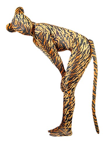 Unisex Tiger Spandex Costume with Ears and Tail for Adults and Children Spandex One piece Lycra Fabric