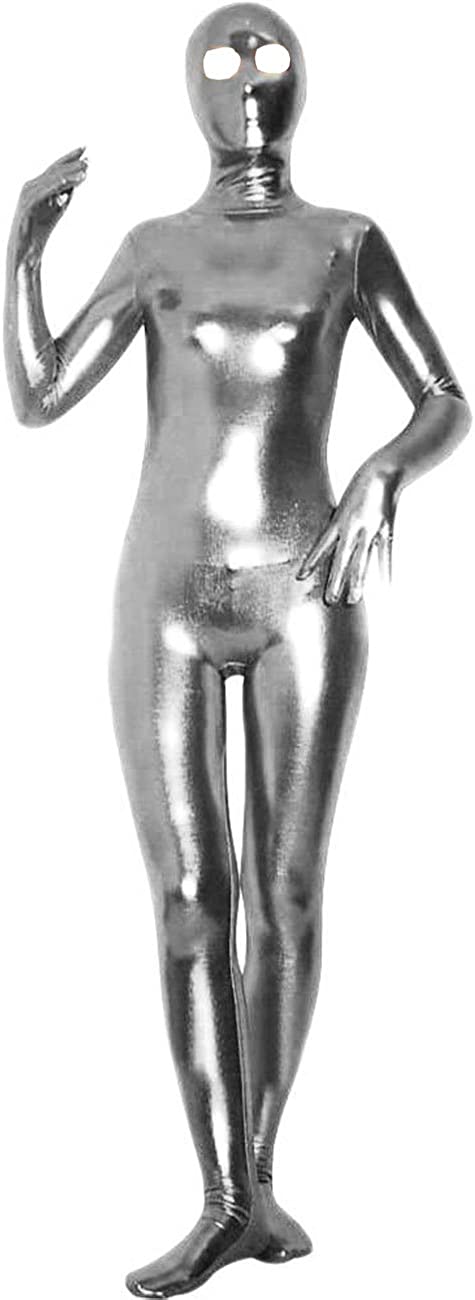 Shiny Metallic Unitard Zentai Suit with Eyes Open Spandex One piece Lycra Fabric