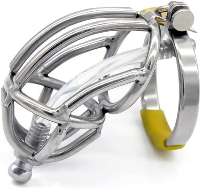 Stainless Steel Chastity Device Male Cage Chastity Device with CatheterMale Metal Beginner Cage with Sunglasses, Prevent Erection Bondage Couple Sex Lock Chastity Pants (Ring 52mm)