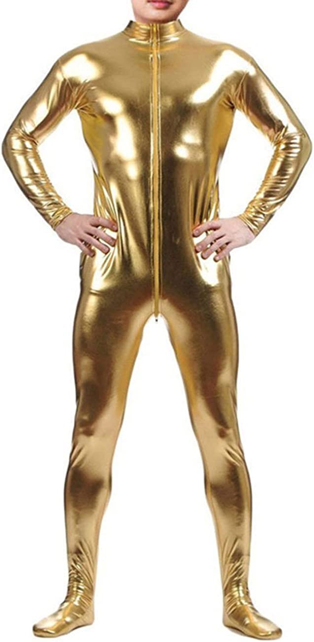 Morph Womens Gold Jumpsuit Shiny Metallic Catsuit Bodysuit Costume
