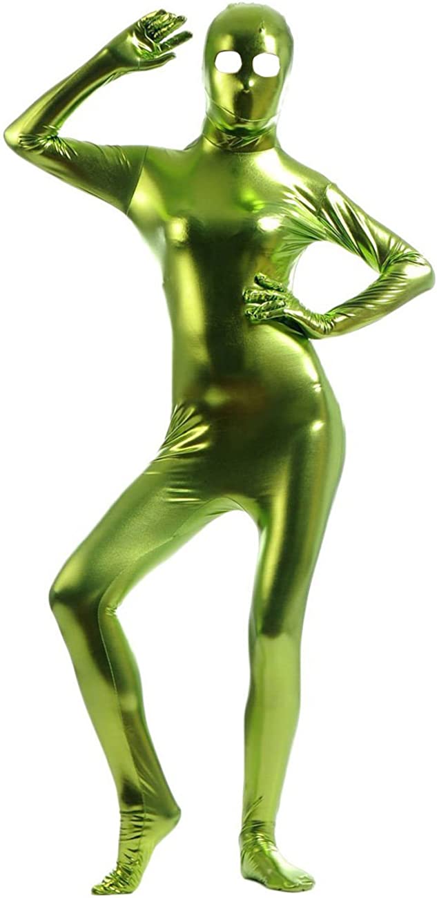 Shiny Metallic Unitard Zentai Suit with Eyes Open Spandex One piece Lycra Fabric