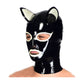 MONNIK Latex Mask Fashion Fetish Hood with White Cat Ears and Rear Zipper for Party Cosplay Halloween Catsuit