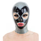 MONNIK Latex Mask Open Eyes&Mouth Grey&black Color Hood with Rear Zipper Handmade for Latex Catsuit Cosplay