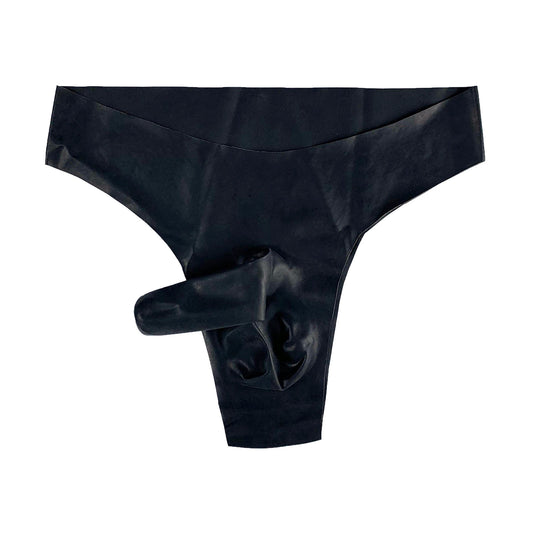 MONNIK Latex Thong Underwear Briefs with Tight 16cm Sleeve G-string Underpants for Party Clubwear Fetish Gay Play