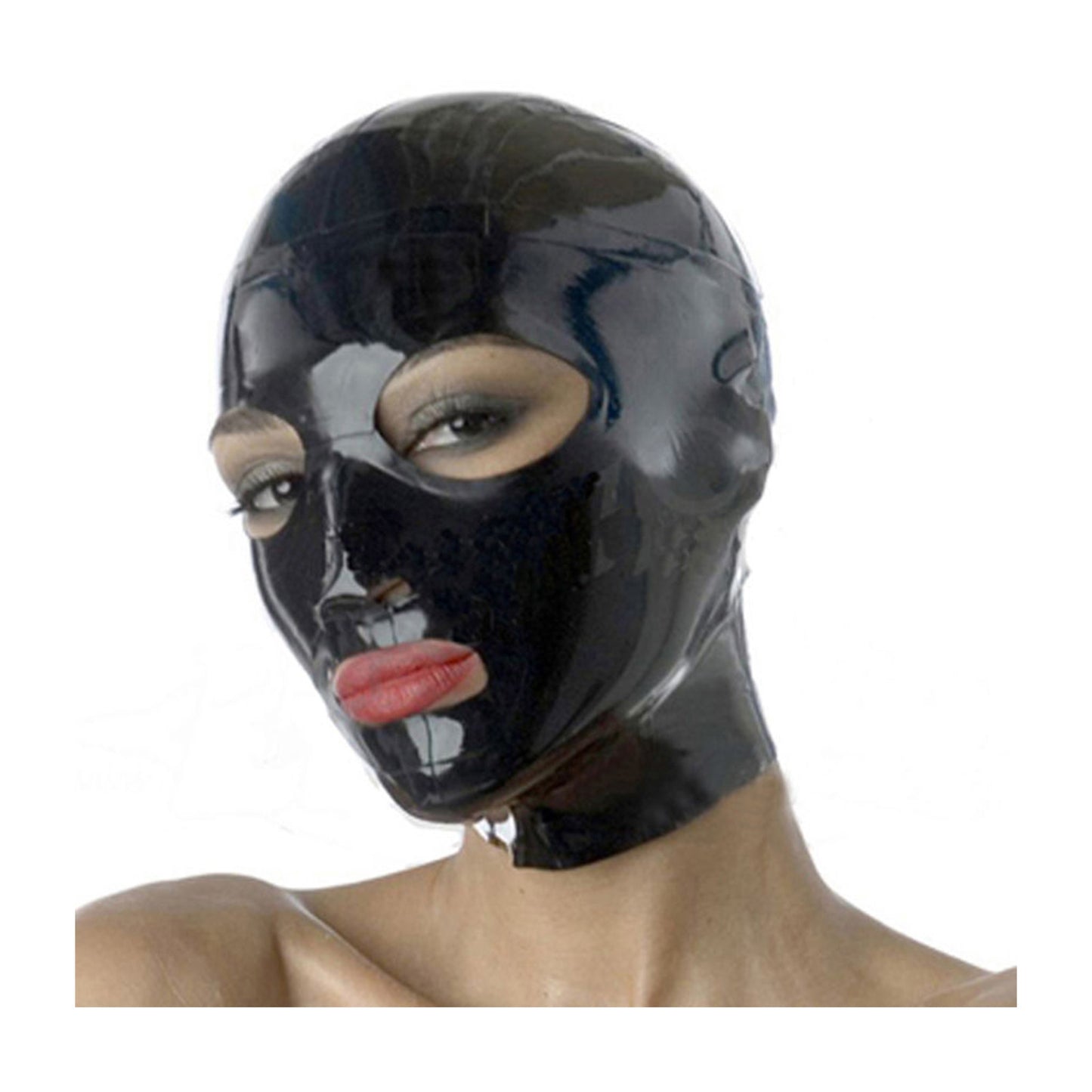 MONNIK Realistic Black Latex Mask Rubber Unisex Hood Open Eyes&Mouth Unique Sexy Wear for Party Catsuit Party