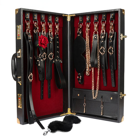 Luxury Bed Bondage Set Genuine leather BDSM Kits Restraint Handcuffs Collar Gag Erotic Sex Toys For Women Couples Adult Games