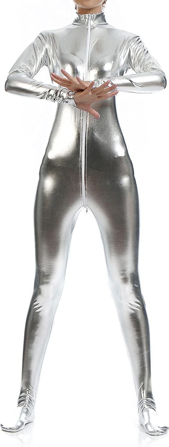 Women's Metallic Dancewear Unitard Zentai Catsuit Spandex One piece Lycra Fabric