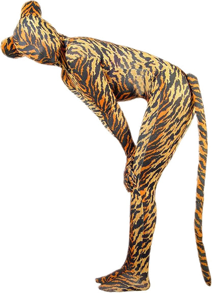 Unisex Tiger Spandex Costume with Ears and Tail for Adults and Children Spandex One piece Lycra Fabric