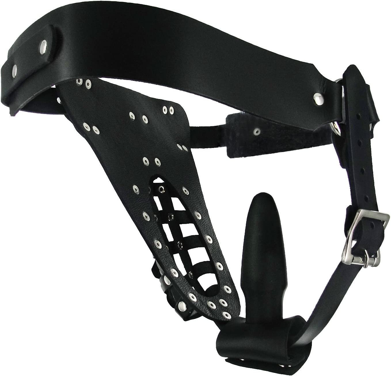 Strict Leather The Safety Net Leather Male Chastity Belt with Anal Plug Harness
