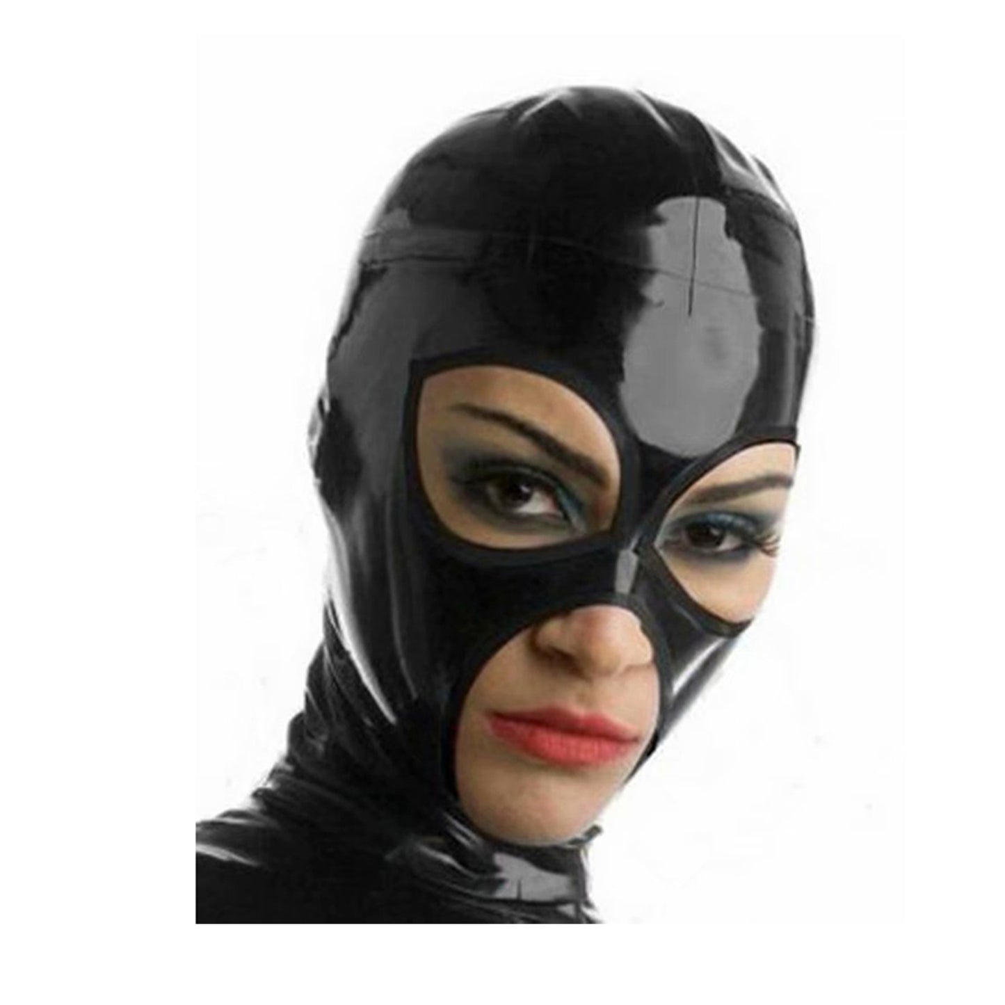 MONNIK Latex Mask Black Rubber Unisex Hood Open Eyes and Mouth Handmade for Latex Fetish Party Catsuit Halloween Clubwear