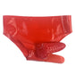 MONNIK Latex Sexy Men Briefs Red Panties with Two 18cm Sheath(Condom) Tight for Fetish Party Club Underwear